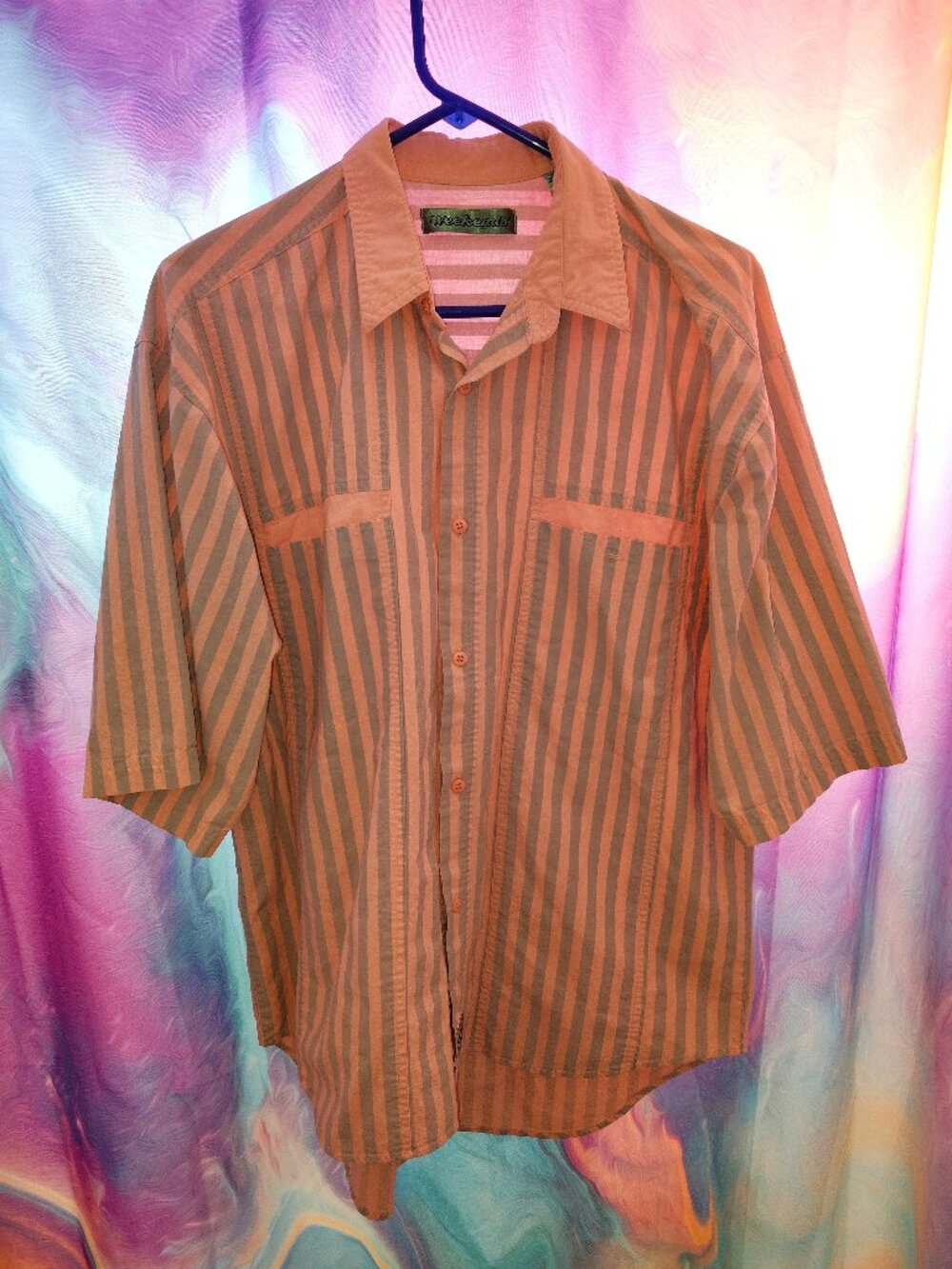 Men's Retro Salmon Striped Shirt